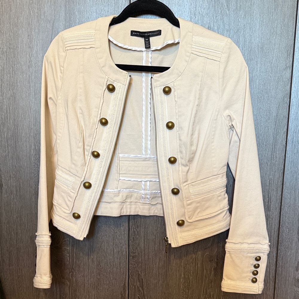 WHBM Cream Blazer with Gold Buttons